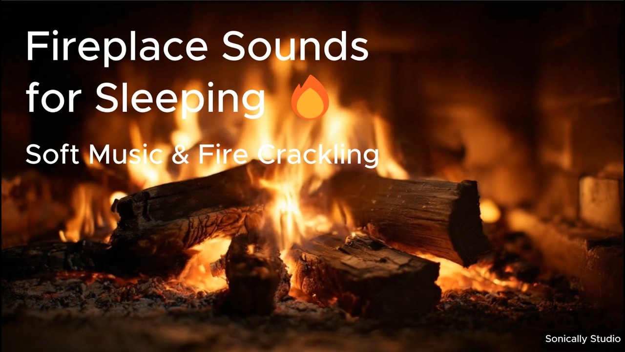 Fireplace Sounds for Sleeping 🔥 Soft Music & Fire Crackling