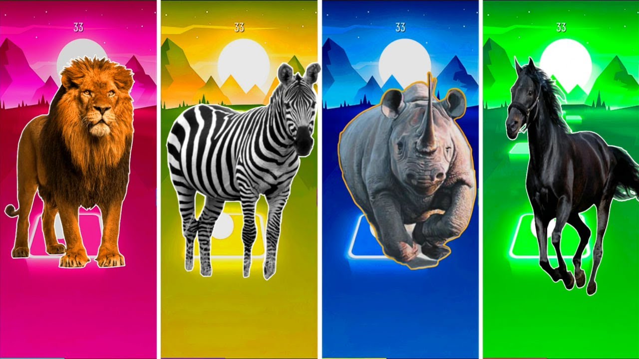Funny the Horse🐎 🆚Funny Elephant u 🆚Funny Cow🐄 Funny Bull🦏Tiles Hop EDM Rush #tileshop​ #coffindance