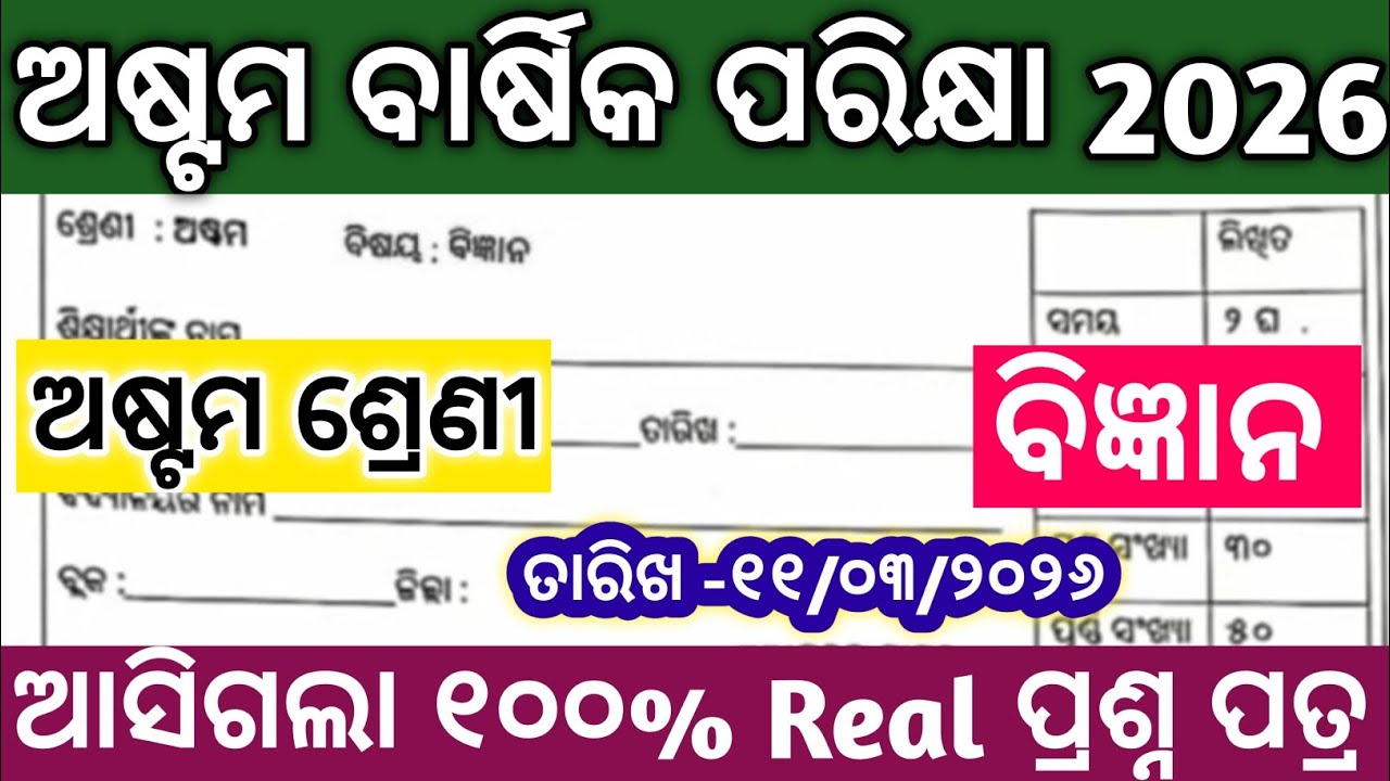 8th class annual exam 2026 science question paper /8th class annual exam science question paper 2026