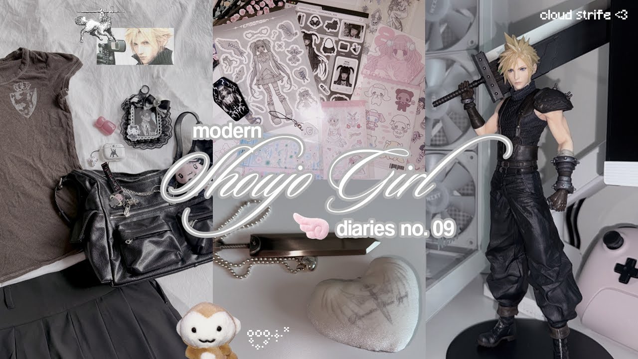 shoujo girl on a sticker quest ٩(ˊᗜˋ*)و cloud strife figure unboxing, illustration fair sticker haul