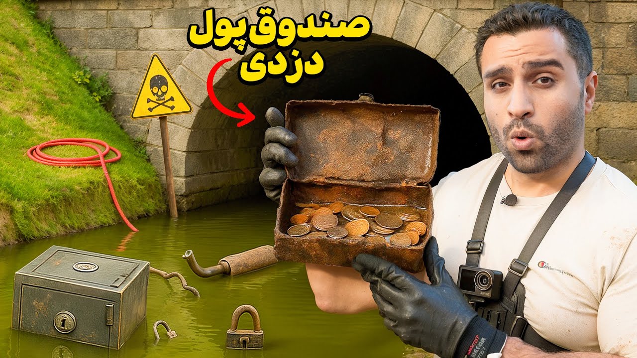 صندوق پول دزدیده شده رو با آهنربا از آب گرفتم!😃