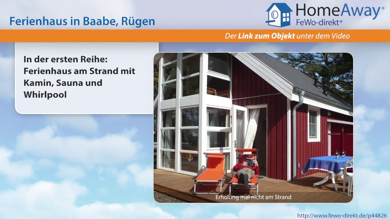 Baabe: In der ersten Reihe: Ferienhaus am Strand mit Kamin, Sauna und - FeWo-direkt.de Video