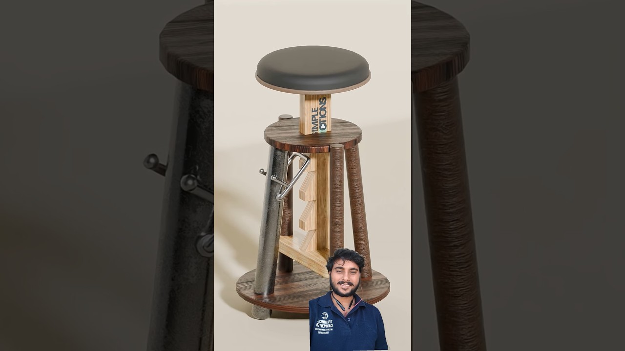 Smart Wooden Stool Design with Height Adjustment - Satisfying Mechanical ASMR