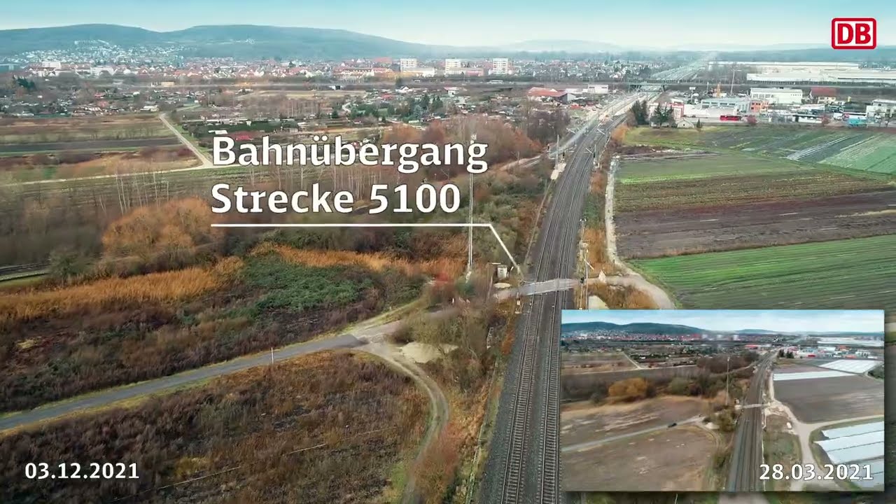 4-gleisiger Ausbau Hallstadt–Breitengüßbach: Überflug der Baustelle im Dezember 2021 und Januar 2022