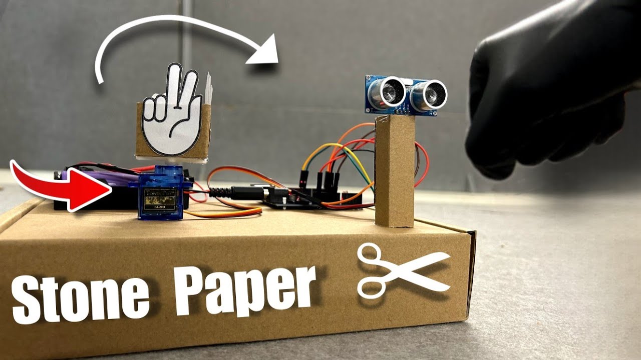 Gesture Battle: Stone-Paper-Scissors Game with Arduino! 🤖 (Ultrasonic + Servo Magic!)