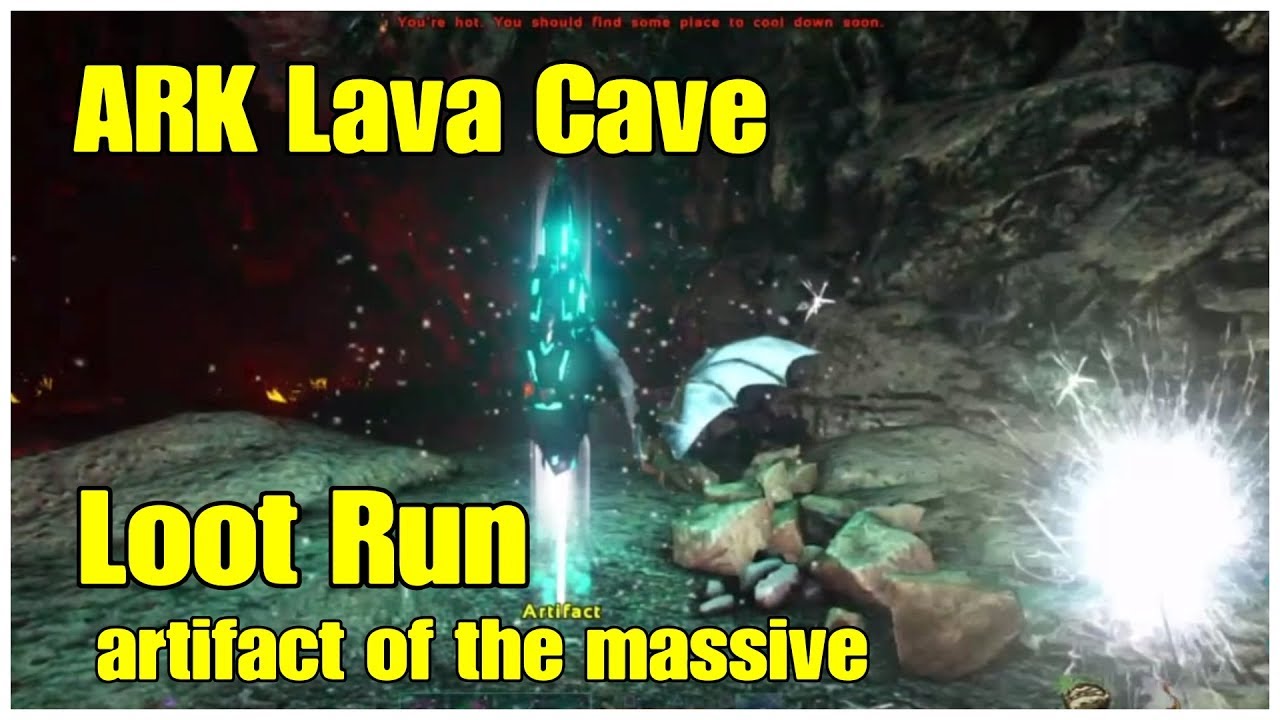 ARK SE Lava Cave Loot Run on Island - Build in Cave