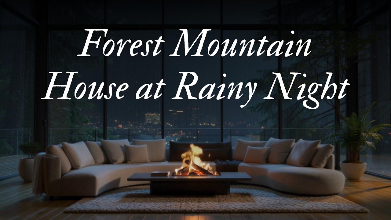 Forest Mountain House at Rainy Night – Cozy Fireplace in a Peaceful, Safe Home