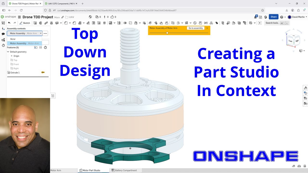 Onshape - Creating a Part Studio In Context - Top Down Design