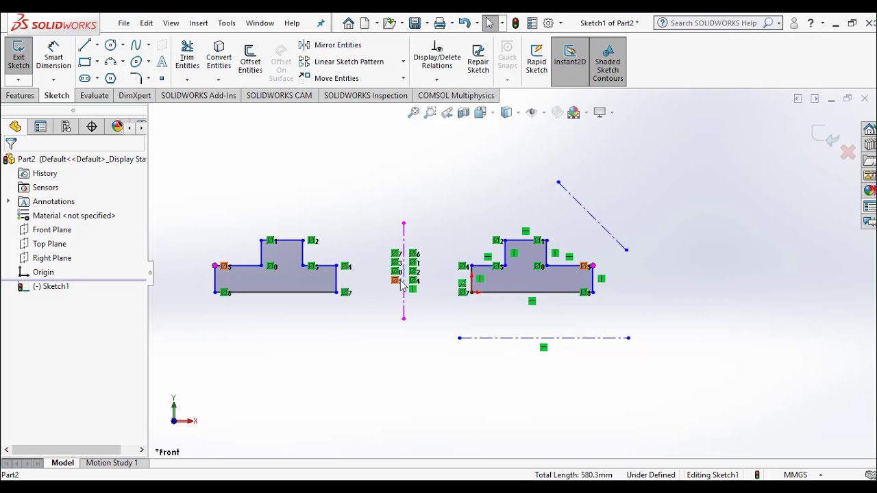 Mirror Entities in SolidWorks