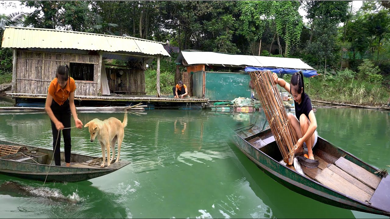 The Girl Caught A Lot of Fish Using A Simple Bamboo Trap