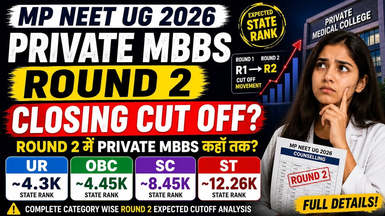 MP NEET UG 2026 Round 2 Private MBBS Cutoff 🔥 | Expected Closing State Rank | UR OBC SC ST