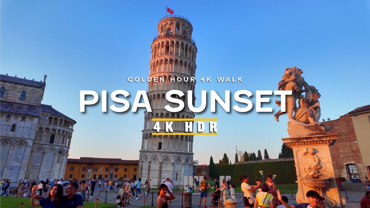 Pisa 4K Sunset Walk (60fps, Ambient Sound) | Piazza dei Miracoli & Arno River