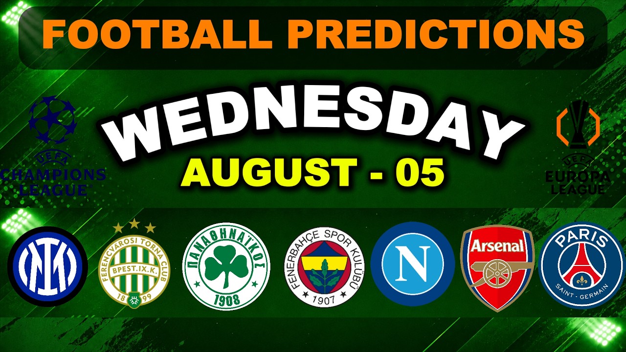 FOOTBALL PREDICTIONS TODAY | Wednesday 05 | Champions League | BTTS & Over/Under Tips | #predictions