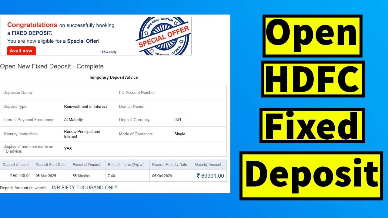 How to Open HDFC Bank Fixed Deposit through Net Banking