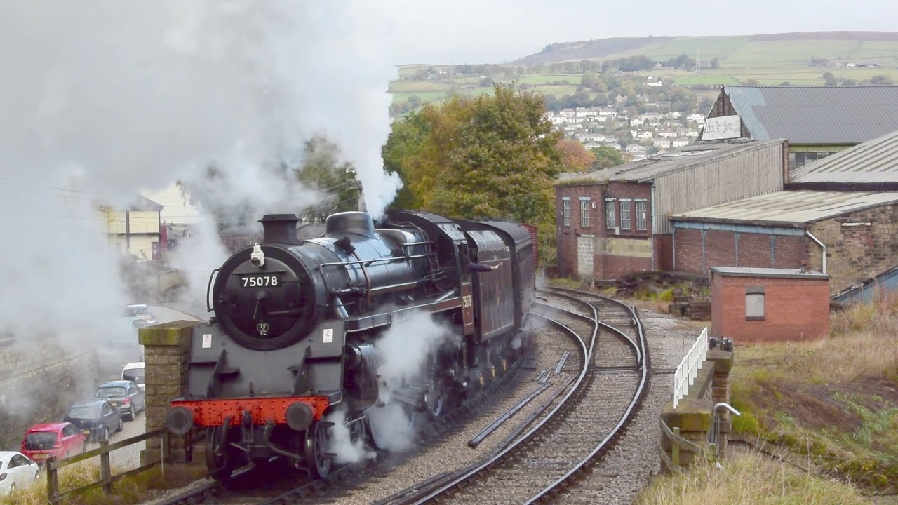 #KWVR - Steaming From Keighley to Oxenhope with BR 4MT 4-6-0, 75078 and a WD Austerity 2-8-0, 90733