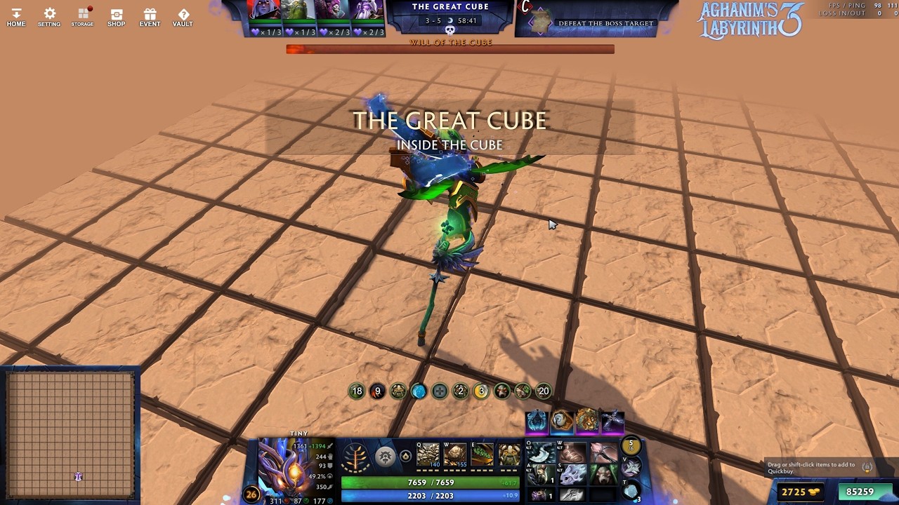 DOTA BOSS FIGHTS: Aghanim's Labyrinth III - Will of the Cube (EARTH) - DOTA 2 ARCADE