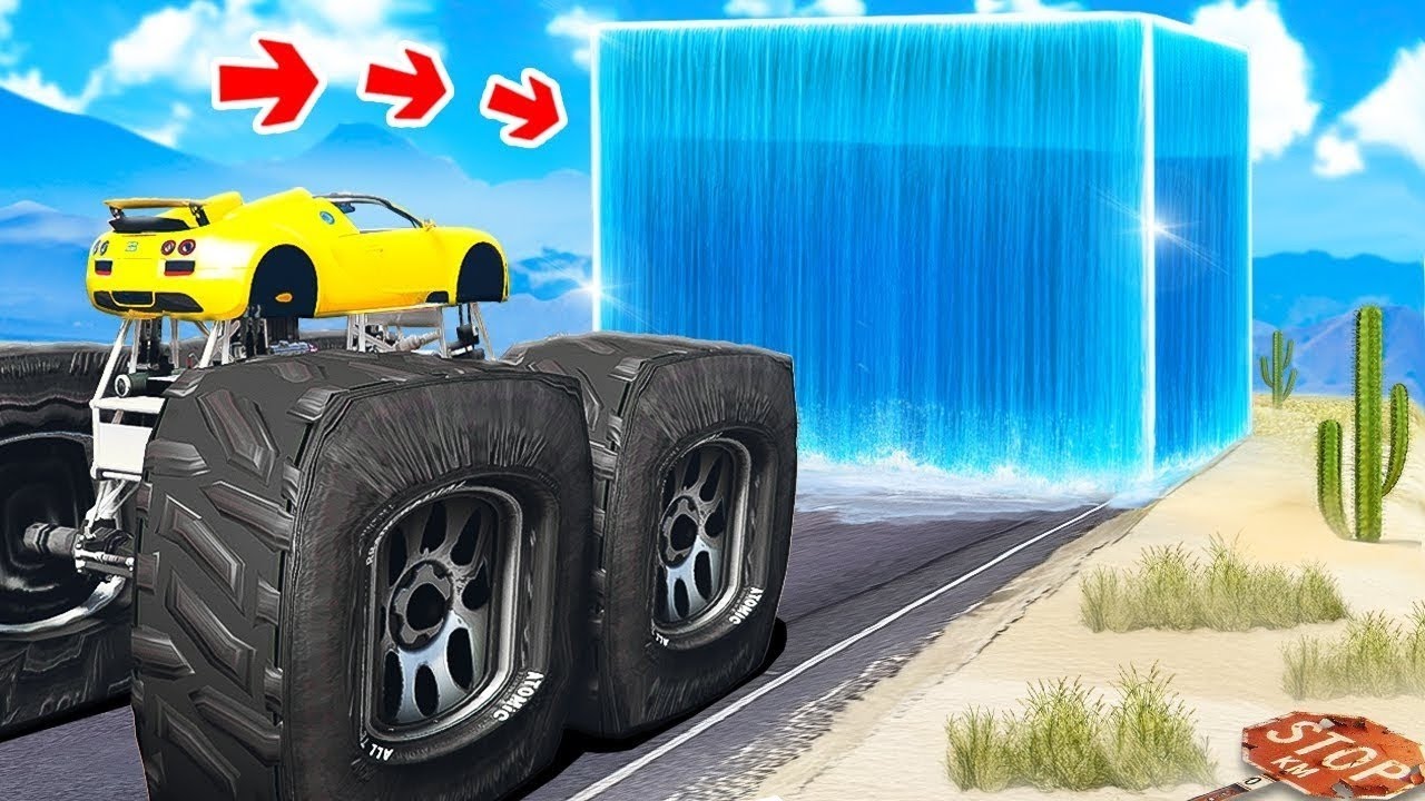 ¿PUEDE UN MONSTER TRUCK ATRAVESAR UN CUBO DE AGUA EN GTA 5? - EXPERIMENTA EN GTA 5