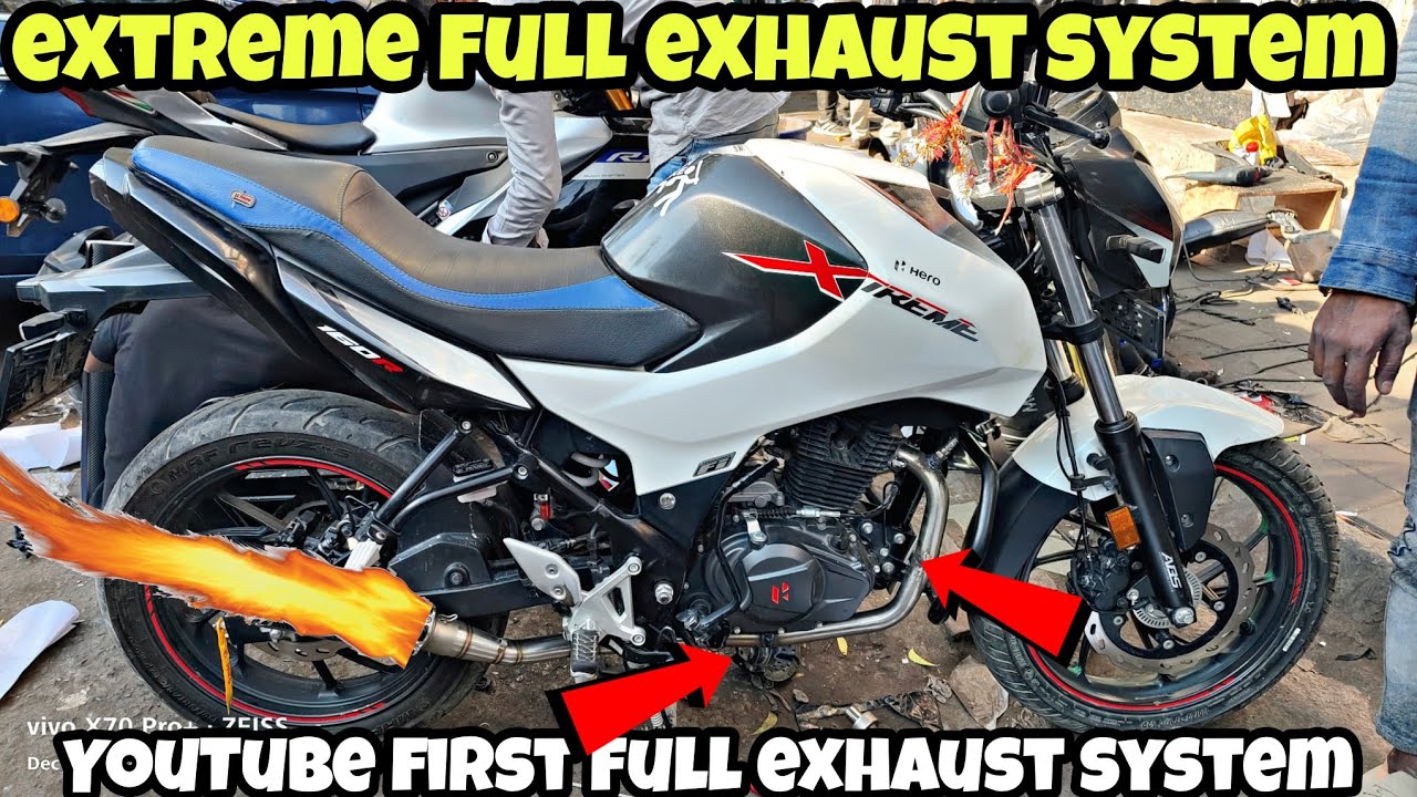 hero xtreme 160r full exhaust system 😱 extreme 160 exhaust with bend pipe