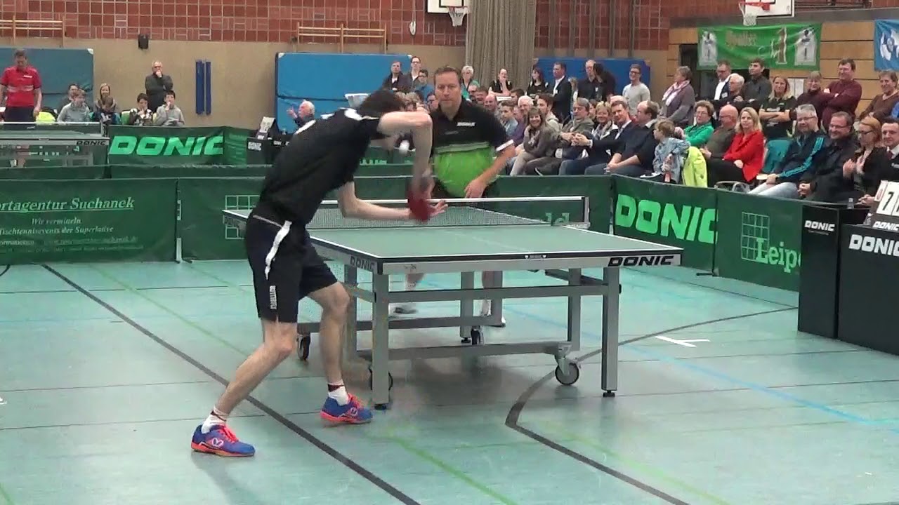 Jan   Ove Waldner vs Fegerl Schiri Bachmann Leipold Supercup Table Tennis 20171114 Schwabach Stativ