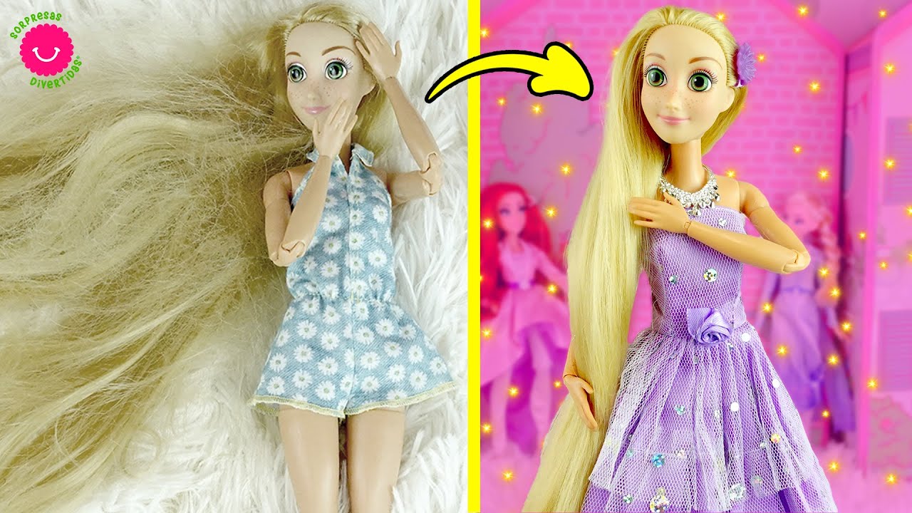 Cómo RESTAURAR el PELO de tus MUÑECAS BARBIE 💇🏼‍♀️ Arreglando el cabello de Rapunzel