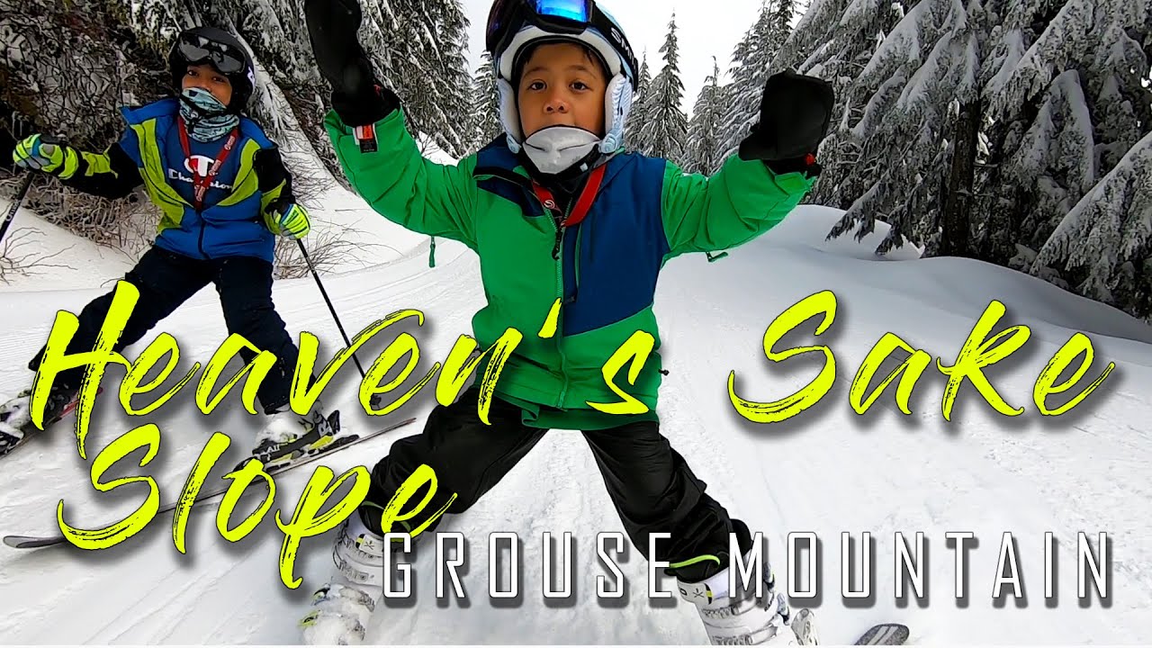 Kids ski down Heaven's Sake Run - Grouse Mountain