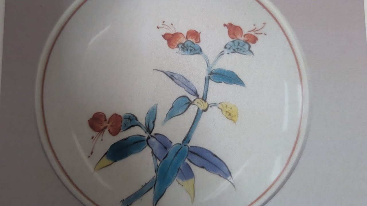 有田上絵付け「つゆ草」｜下絵を写した器に、筆を入れる工程（Part 2）