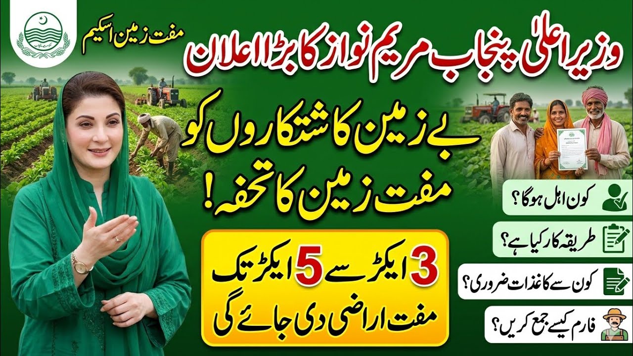 Punjab CM Maryam Nawaz Announces Free Land Ownership for Farmers| 3 to 5 Acres Land Scheme Explained