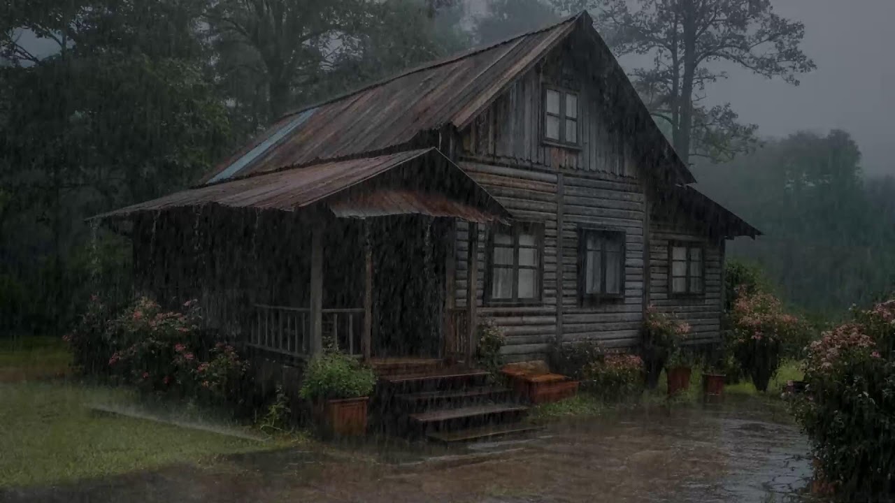 Paix du matin 🌧️ Pluie légère sur maison boisée pour sommeil profond et guérison