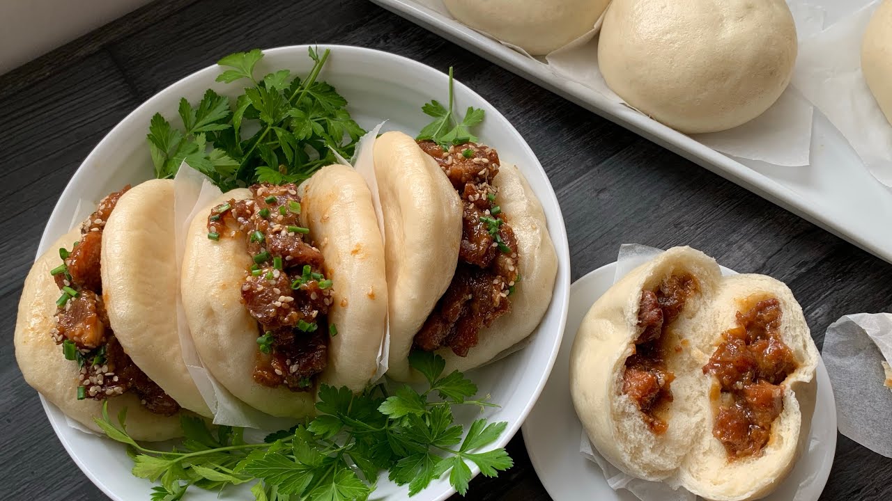 BAO Caramel Pork ซาลาเปาหมูกะทิคาราเมล หวานเค็มพอดี นุ่มๆ นวดโดว์ 5 นาที ขั้นตอนเดียว