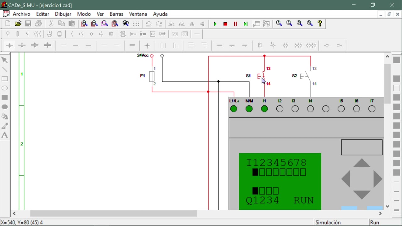 Siemens LOGO! | Ejercicios  con funciones básicas booleanas 1 | Esquema eléctrico en CADe SIMU