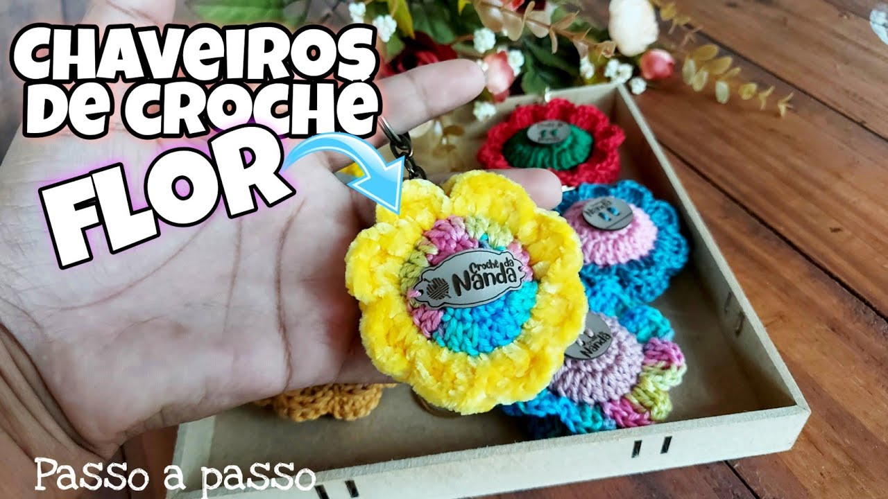 CHAVEIRO DE CROCHÊ FLOR PASSO A PASSO POR @CrochedaNanda