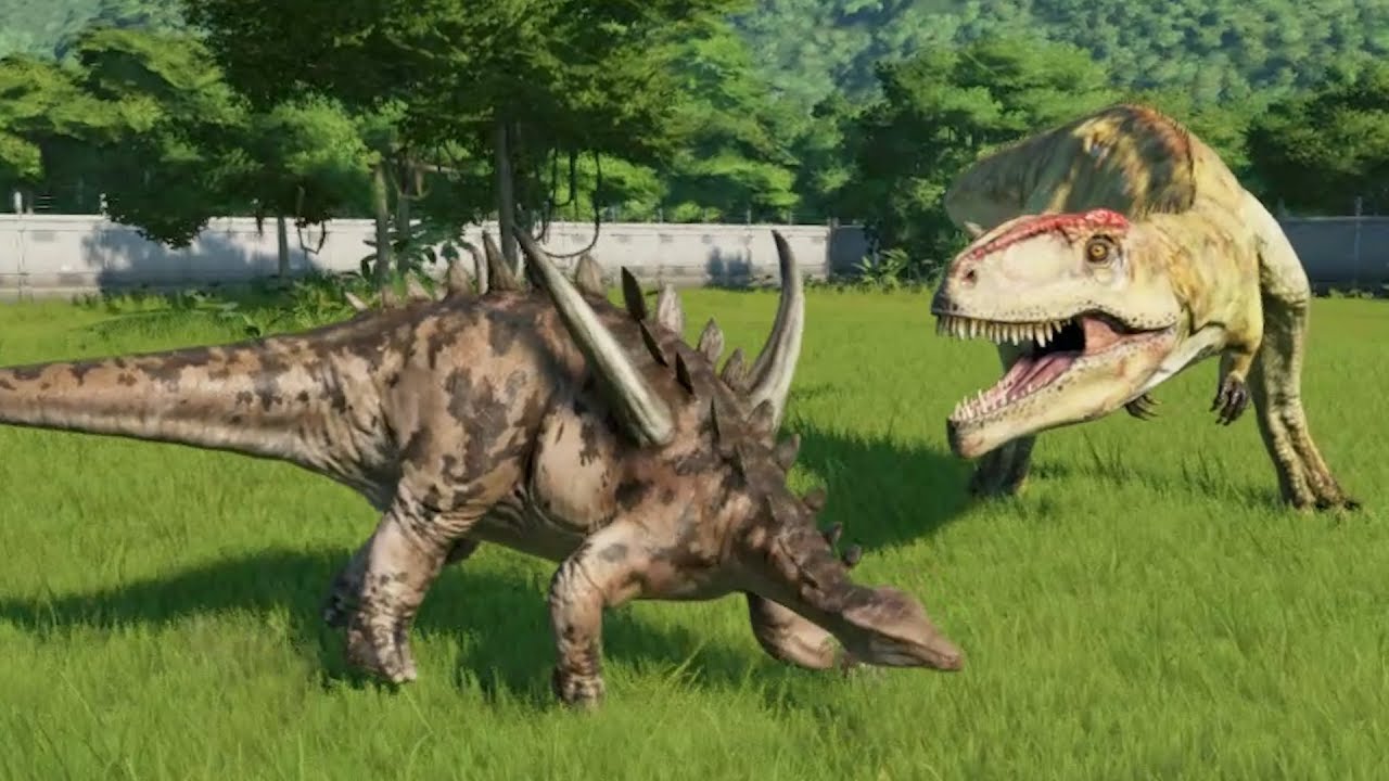 Gigantspinosaurus(Modified) VS T-Rex, Acrocanthosaurus, Spinosaurus & More- Jurassic World Evolution