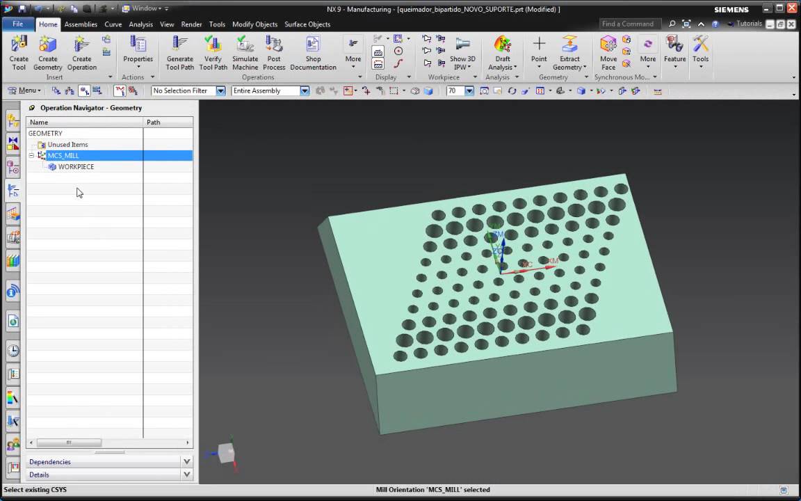 NX Manufacturing aula 80 - Fura&ccedil;&atilde;o por Reconhecimento de Feature (Hole Recognition)