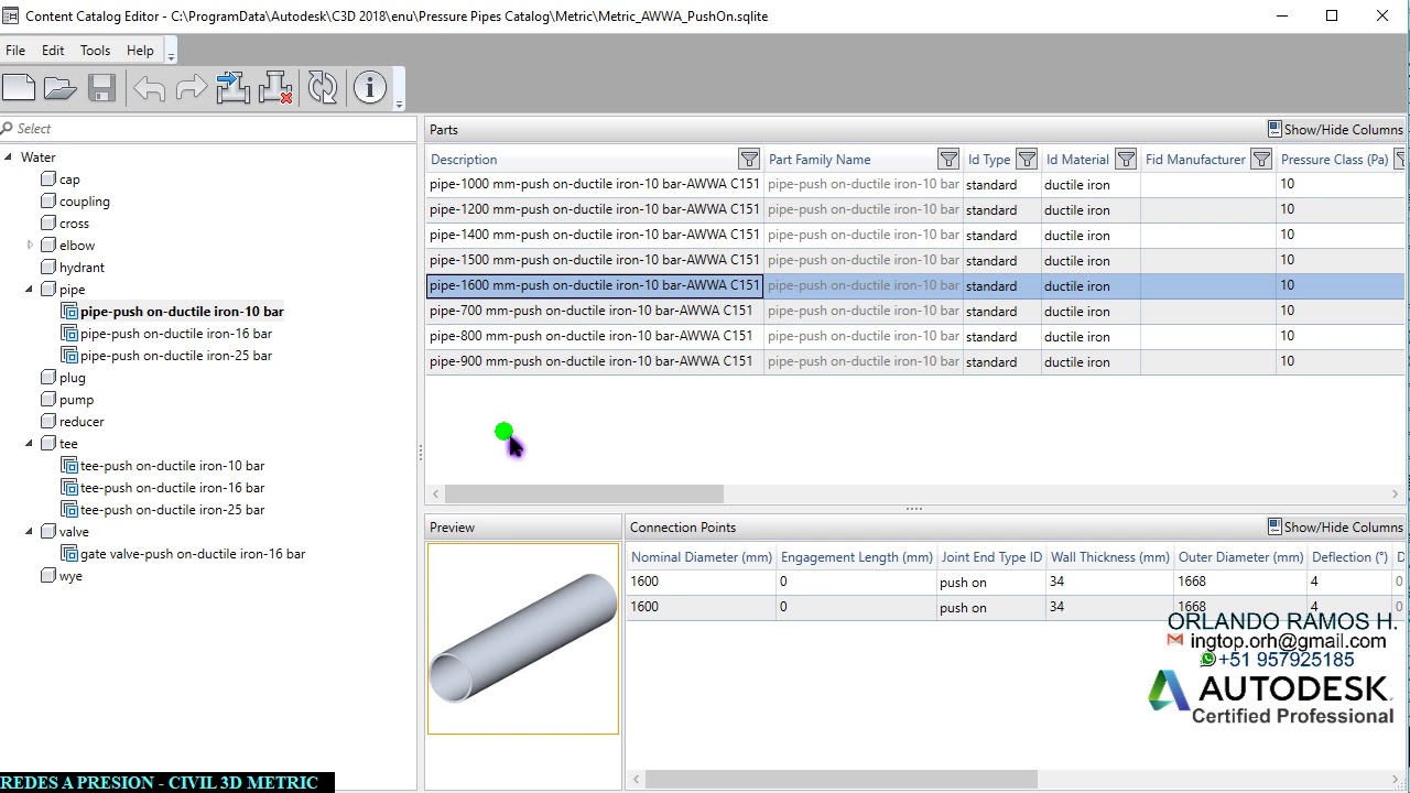 AUTODESK CIVIL 3D 2018 - CONTENT CATALOG EDITOR