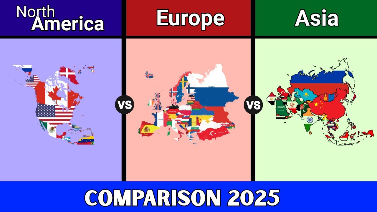 Asia vs Europe vs America | Full Comparison 2025 | Population, GDP, Army Comparison