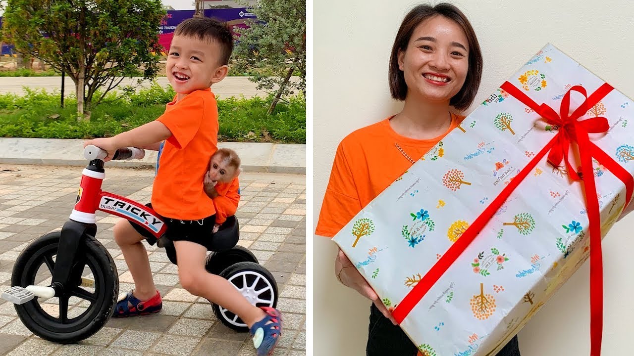 Monkey Puka and Khang are surprised with a gift