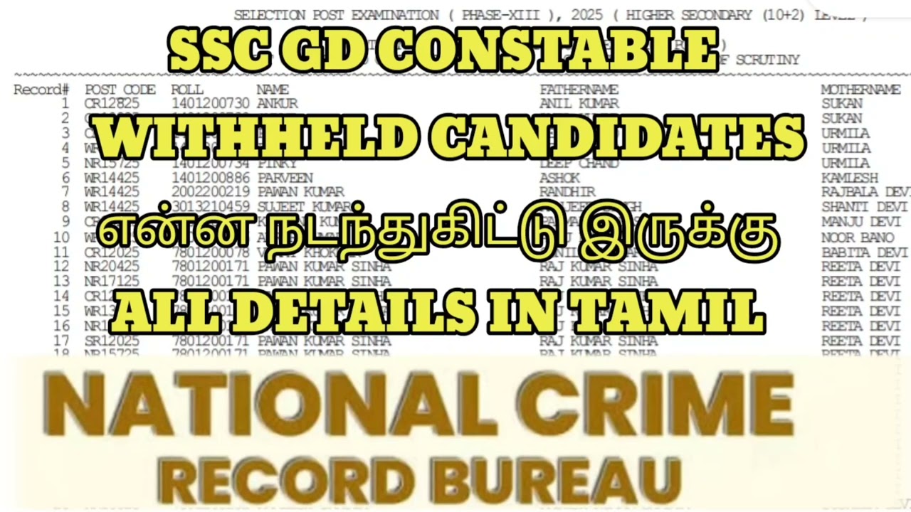 SSC GD CONSTABLE WITHHELD CANDIDATES என்ன PROCESS நடந்துகிட்டு இருக்கு ALL DETAILS IN TAMIL 🥰