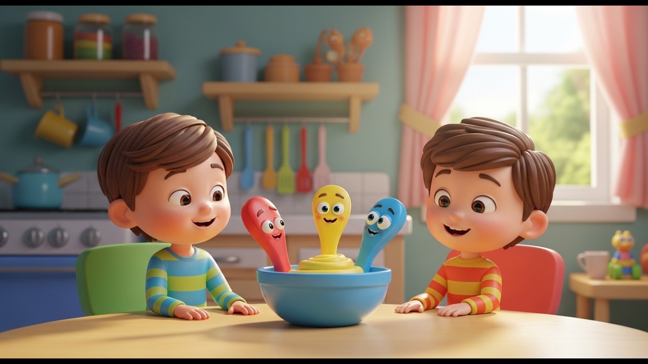 Três Colheres de Brinquedo Pequenas: Mexa, Mexa! | Música de Cozinha & Contagem