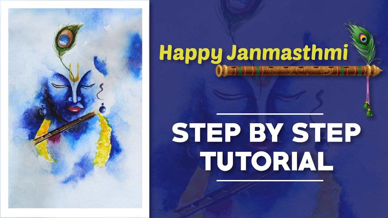How to make abstract Krishna | Watercolor Tutorial | HappyJanmashtami | ColorPool