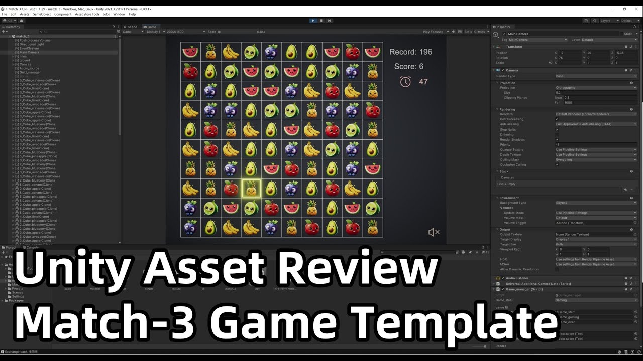 Unity Asset Review | Match-3 Game Template | Complete Project with Scripts & Effects
