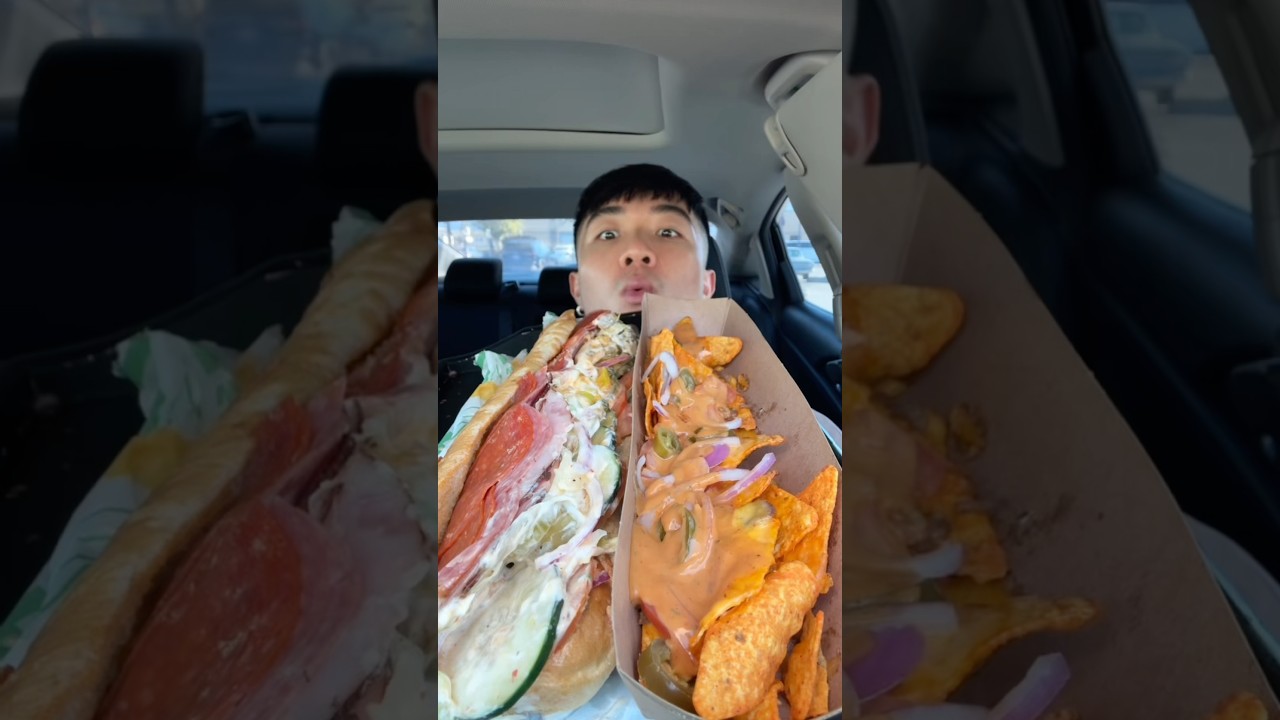 Taking down a footlong and Doritos nachos ​⁠@subwayofficial #shorts