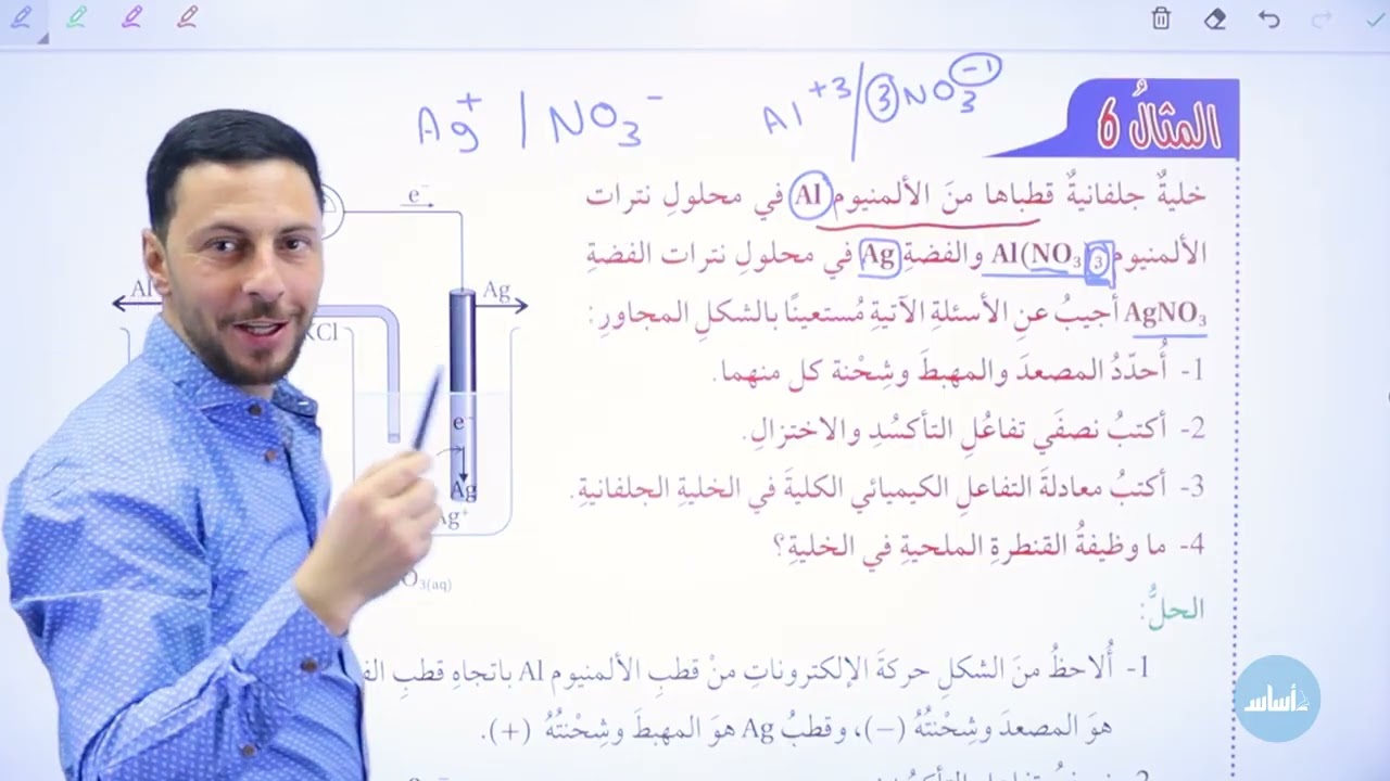 التاسع 9️⃣ الدس الأول: التأكسد والاختزال والخلايا الجلفانية (الشرح جزء4) || الكيمياء أ. أنس القدومي