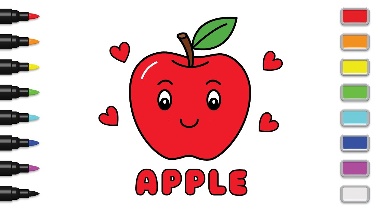 How to Draw a Cute Apple Easy Step by Step Coloring for Beginners