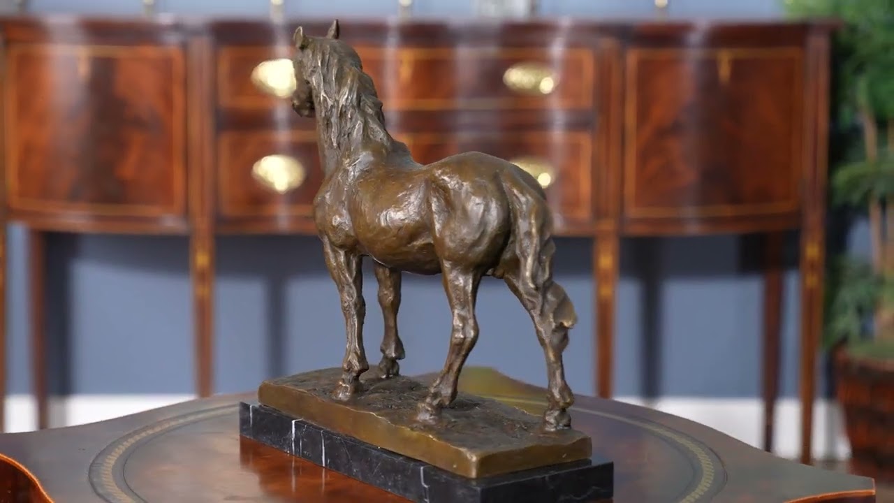 NBRANI004 Bronze Horse Standing on Marble Base