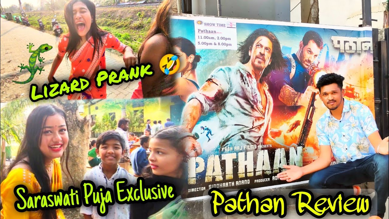 Pathan Review & Lizard Prank on Cute Girls😂// Saraswati Puja 2023