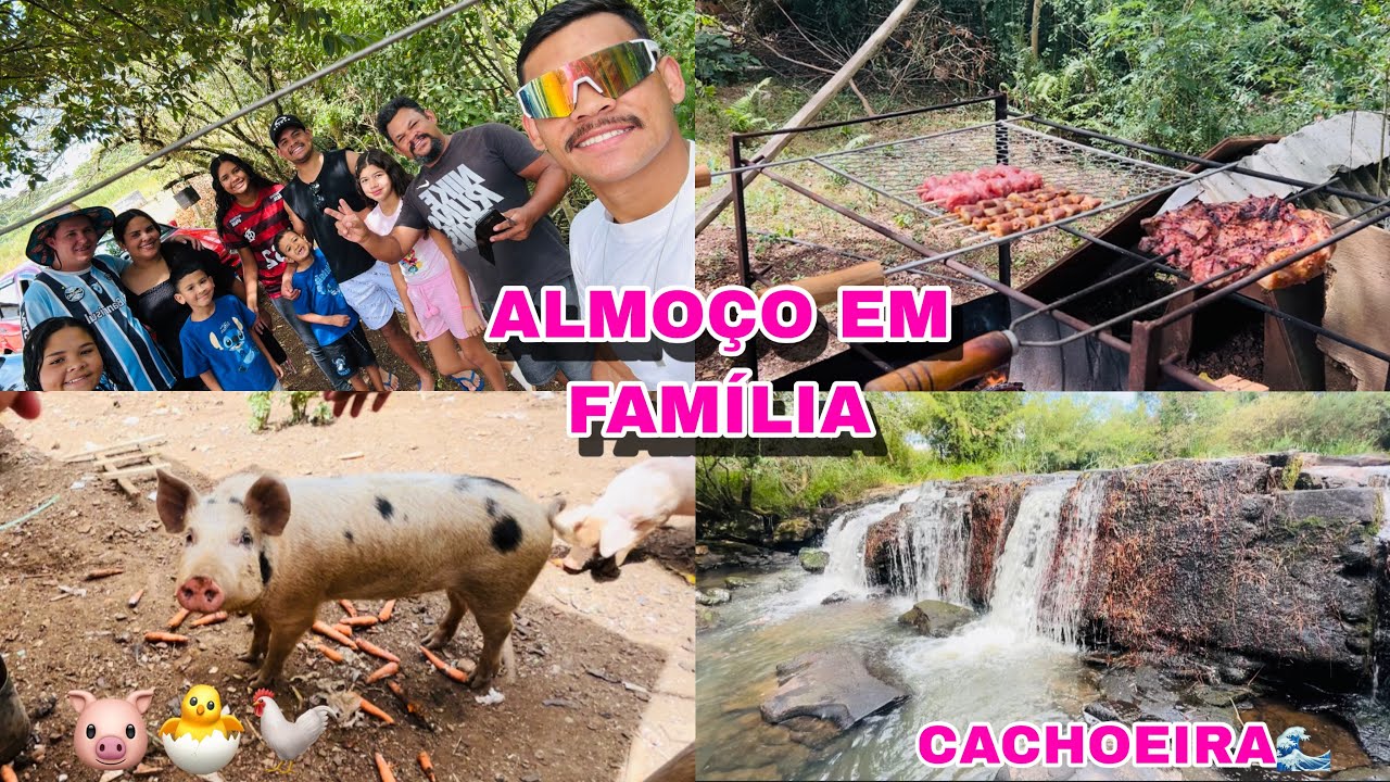 ALMOÇO DE DOMINGO EM FAMÍLIA❤️|| FOMOS EM UMA CACHOEIRA 🌿🌊🐷🐔🐣