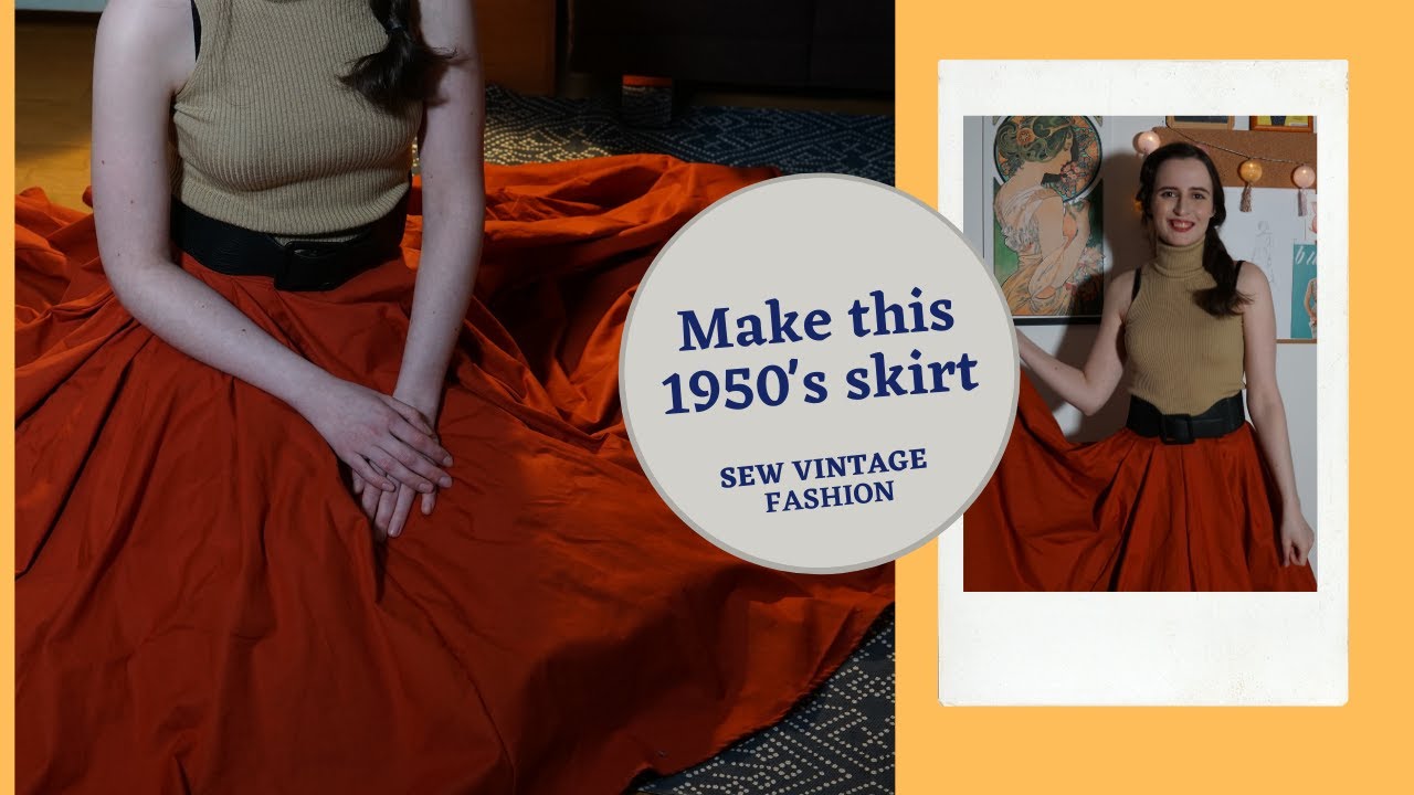 How to sew a full circle skirt with pleats ✂️ |  Vintage fashion tutorial 💖