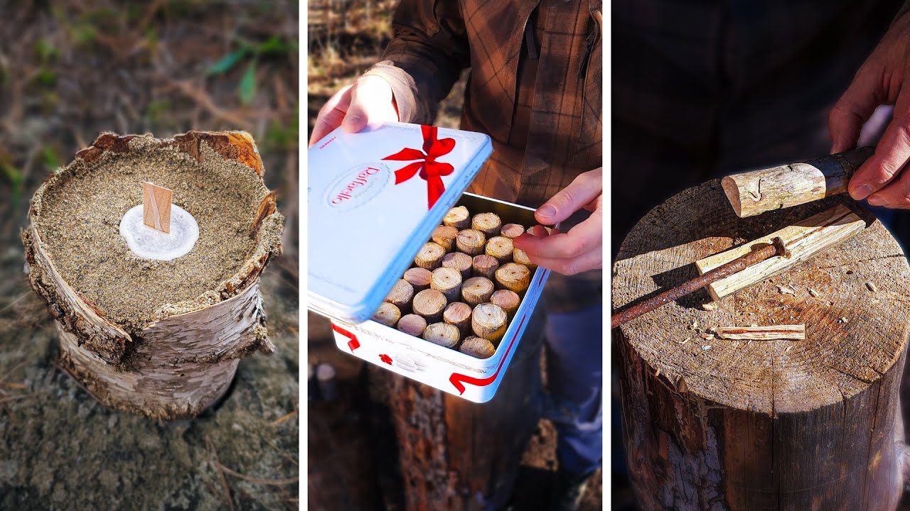 Tricks on how to make natural charcoal and a candle in the Wild
