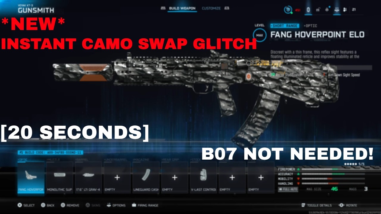 *NEW* INSTANT CAMO SWAP GLITCH! ANY CAMO! B07 NOT REQUIRED!