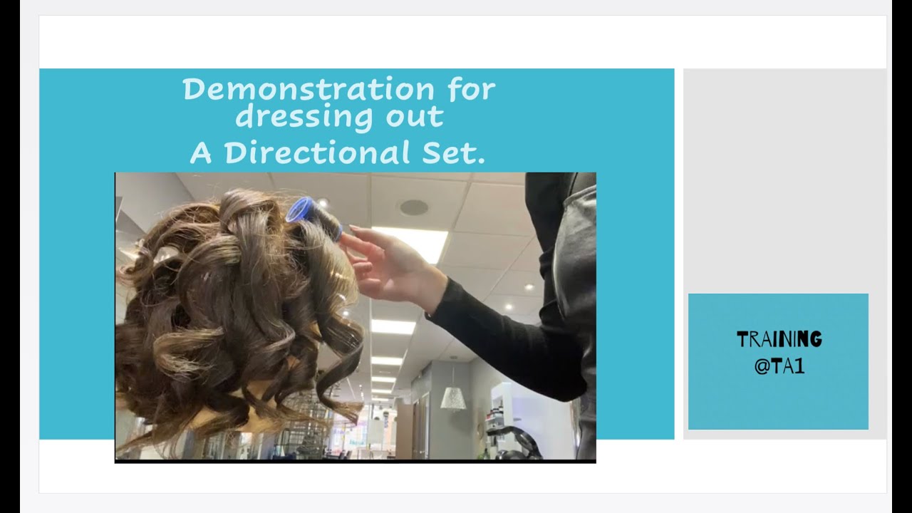 Demonstration on how to dress out hair after it has been set in rollers.